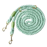 Mint Green Heavy-duty braided rope dog leash with adjustable metal rings and two heavy-duty clips